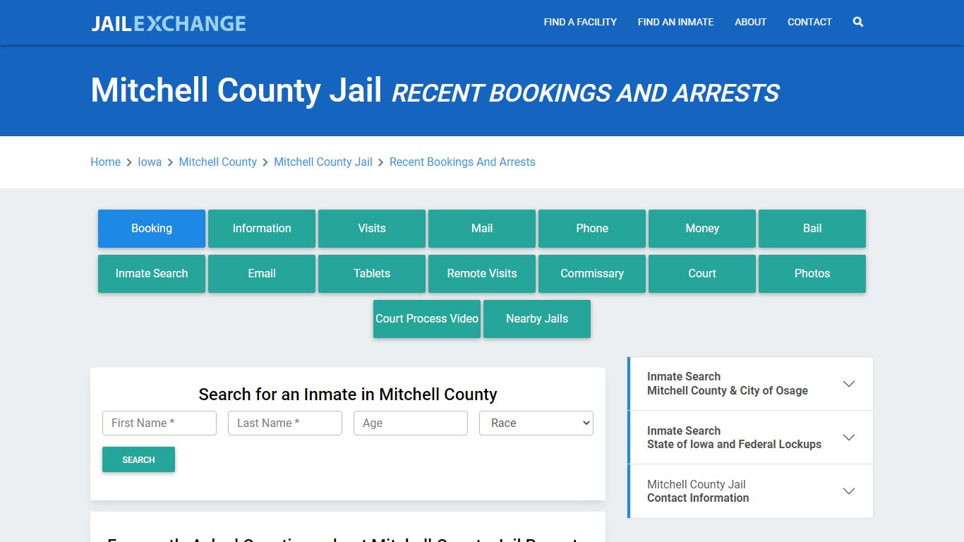 Mitchell County Jail IA Recent Arrests and Bookings - Jail Exchange