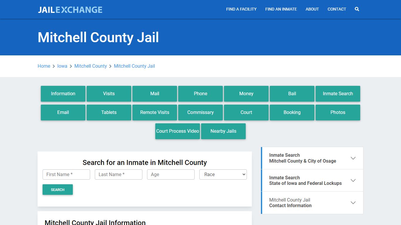 Mitchell County Jail Roster Lookup, IA, Inmate Search