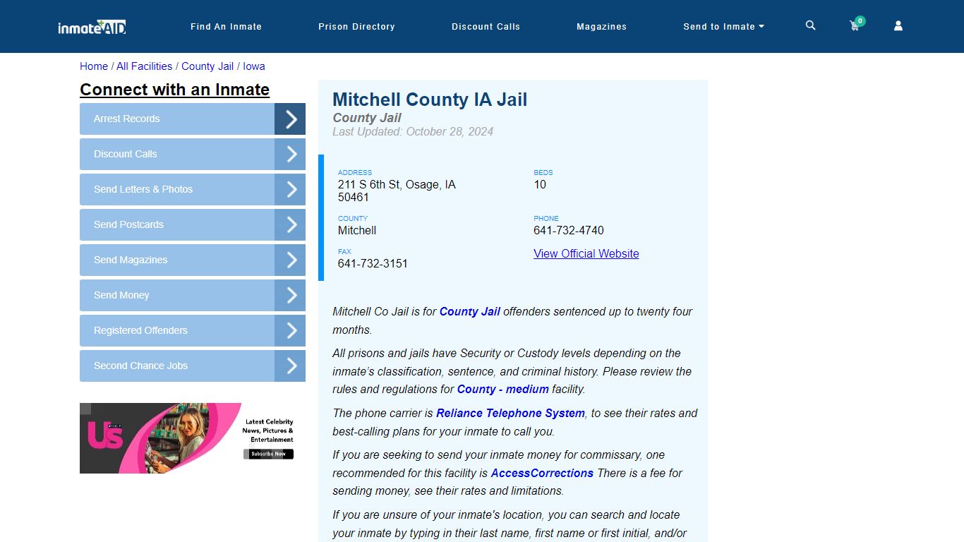 Mitchell County IA Jail - Inmate Locator